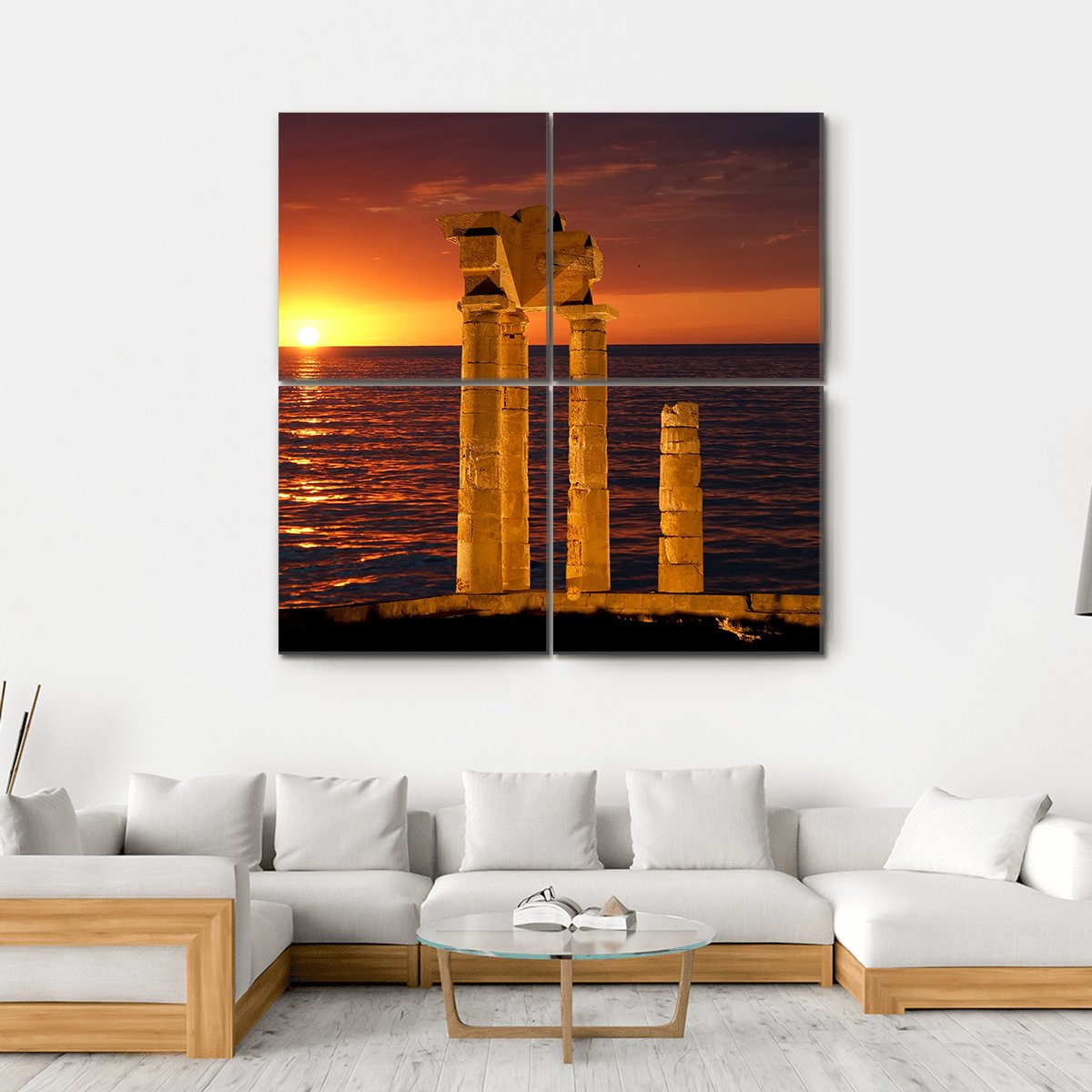 Apollo Temple In Greece Canvas Wall Art-4 Square-Gallery Wrap-17" x 17"-Tiaracle