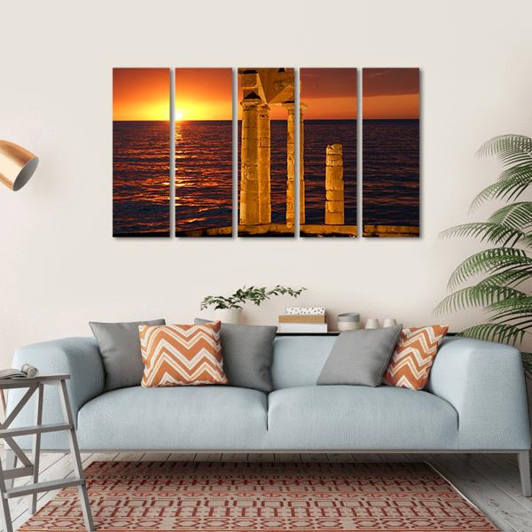 Apollo Temple In Greece Canvas Wall Art-5 Horizontal-Gallery Wrap-22" x 12"-Tiaracle