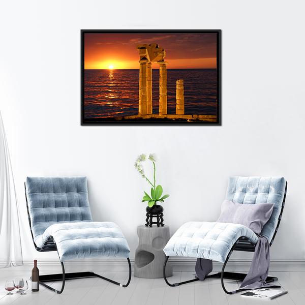 Apollo Temple In Greece Canvas Wall Art-3 Horizontal-Gallery Wrap-25" x 16"-Tiaracle