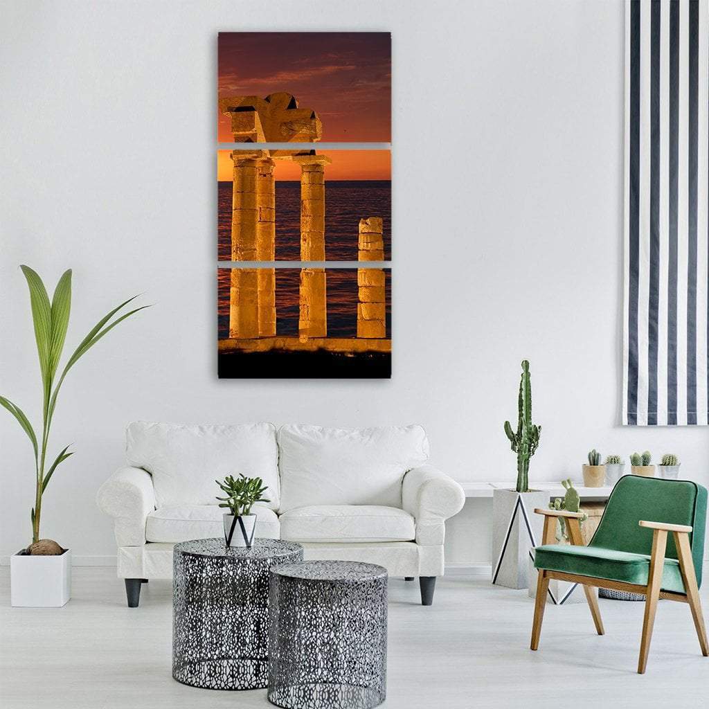 Apollo Temple In Greece Vertical Canvas Wall Art-3 Vertical-Gallery Wrap-12" x 25"-Tiaracle