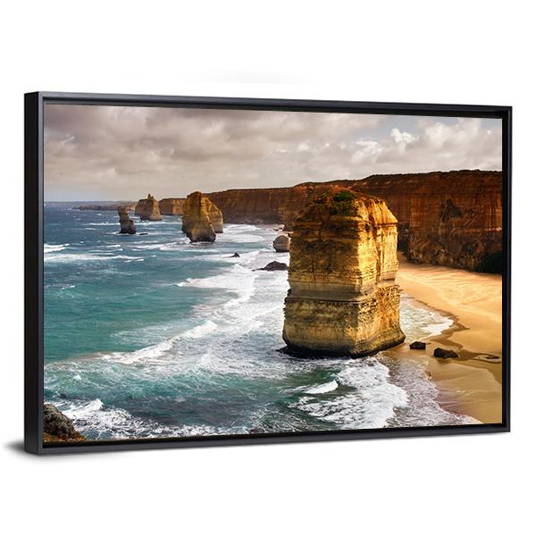 Apostles In Australia Canvas Wall Art-3 Horizontal-Gallery Wrap-25" x 16"-Tiaracle