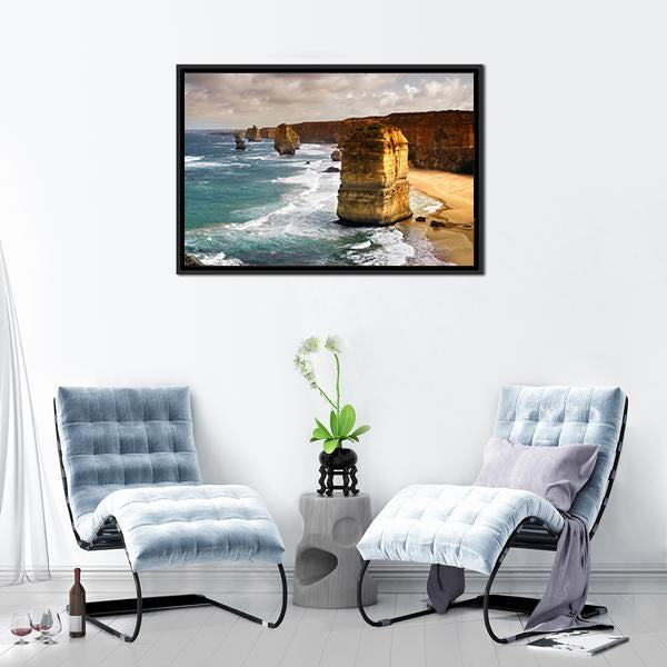 Apostles In Australia Canvas Wall Art-3 Horizontal-Gallery Wrap-25" x 16"-Tiaracle