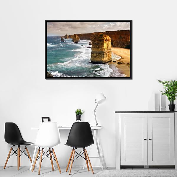 Apostles In Australia Canvas Wall Art-3 Horizontal-Gallery Wrap-25" x 16"-Tiaracle