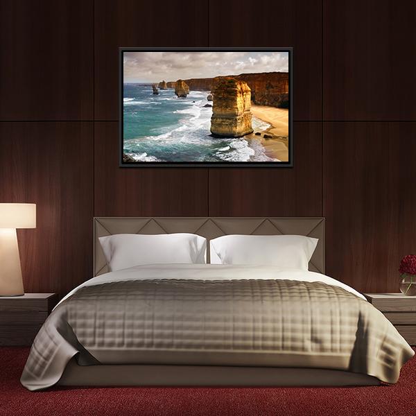 Apostles In Australia Canvas Wall Art-3 Horizontal-Gallery Wrap-25" x 16"-Tiaracle