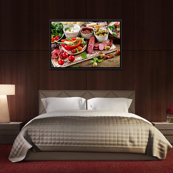 Appetizers On Cutting Board Panoramic Canvas Wall Art-1 Piece-36" x 12"-Tiaracle