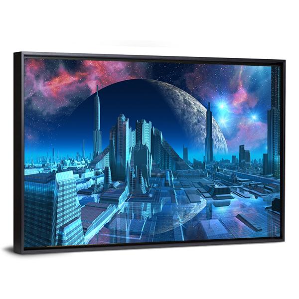 Aquarius City Marina Canvas Wall Art-3 Horizontal-Gallery Wrap-25" x 16"-Tiaracle