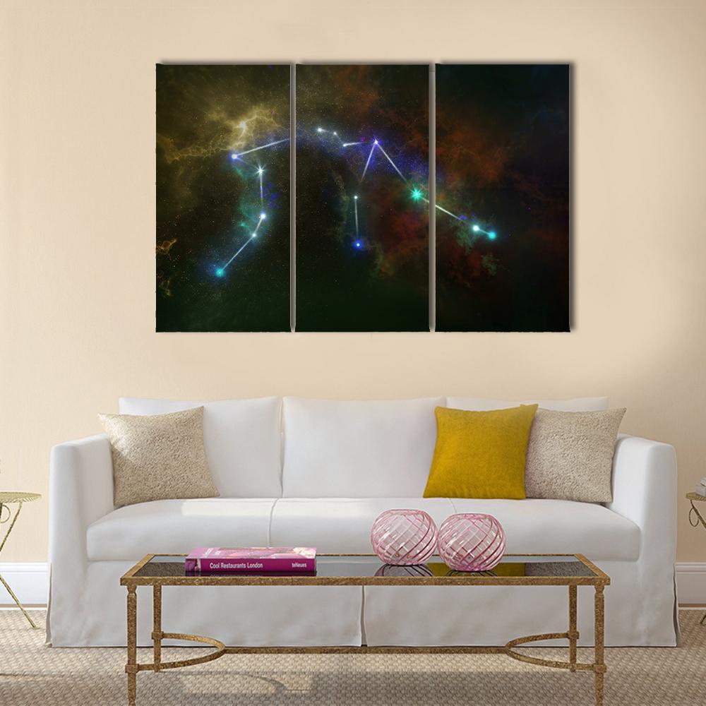 Aquarius Constellation Canvas Wall Art-3 Horizontal-Gallery Wrap-25" x 16"-Tiaracle