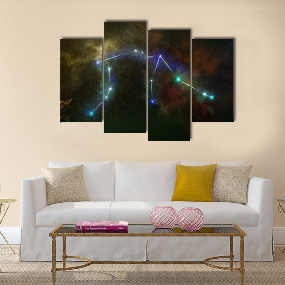 Aquarius Constellation Canvas Wall Art-4 Pop-Gallery Wrap-34" x 20"-Tiaracle