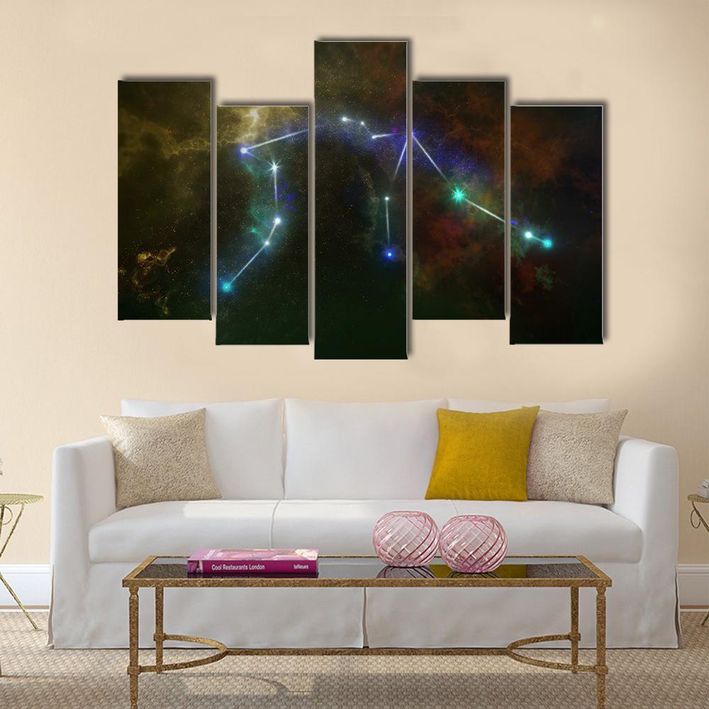 Aquarius Constellation Canvas Wall Art-5 Pop-Gallery Wrap-32" x 21"-Tiaracle