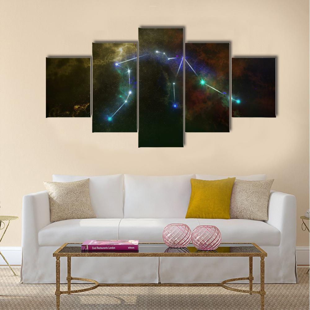 Aquarius Constellation Canvas Wall Art-5 Star-Gallery Wrap-42" x 21"-Tiaracle