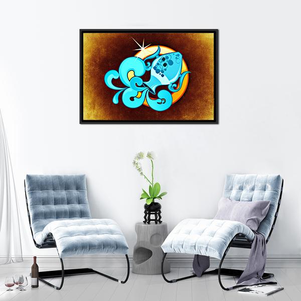 Aquarius Horoscope Canvas Wall Art-5 Horizontal-Gallery Wrap-22" x 12"-Tiaracle