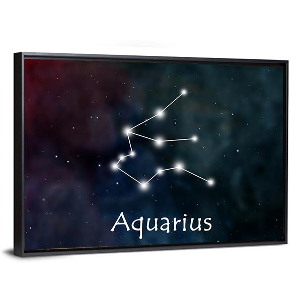 Aquarius Horoscope Constellation Canvas Wall Art-5 Horizontal-Gallery Wrap-22" x 12"-Tiaracle