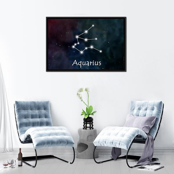 Aquarius Horoscope Constellation Canvas Wall Art-5 Horizontal-Gallery Wrap-22" x 12"-Tiaracle