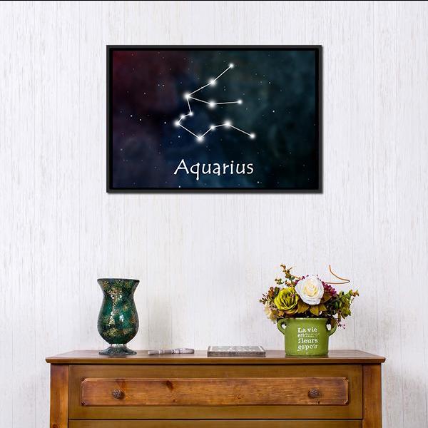 Aquarius Horoscope Constellation Canvas Wall Art-5 Horizontal-Gallery Wrap-22" x 12"-Tiaracle