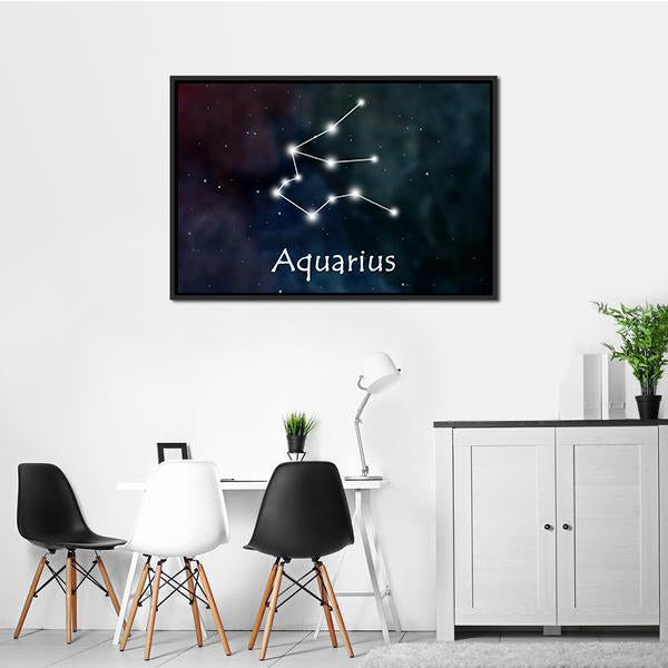Aquarius Horoscope Constellation Canvas Wall Art-1 Piece-Floating Frame-24" x 16"-Tiaracle