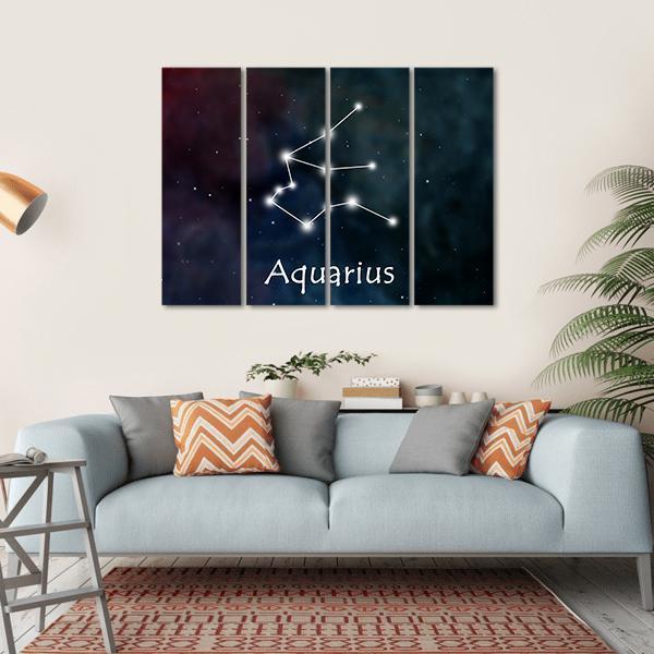 Aquarius Horoscope Constellation Canvas Wall Art-4 Horizontal-Gallery Wrap-34" x 24"-Tiaracle
