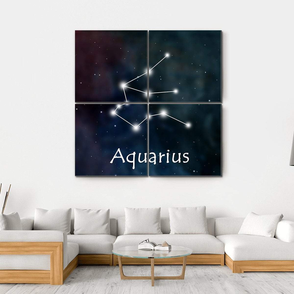 Aquarius Horoscope Constellation Canvas Wall Art-4 Square-Gallery Wrap-17" x 17"-Tiaracle