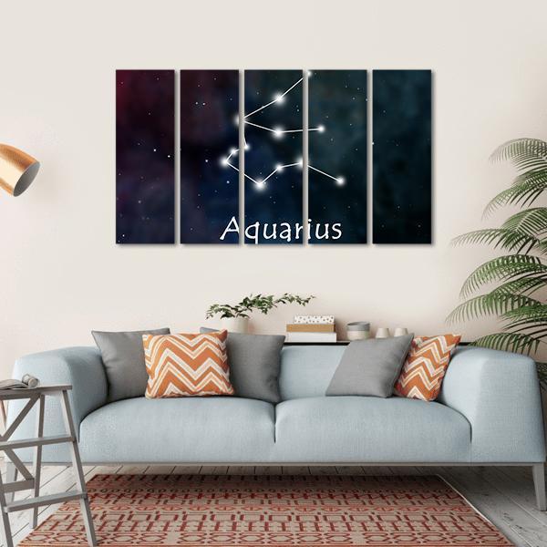 Aquarius Horoscope Constellation Canvas Wall Art-5 Horizontal-Gallery Wrap-22" x 12"-Tiaracle