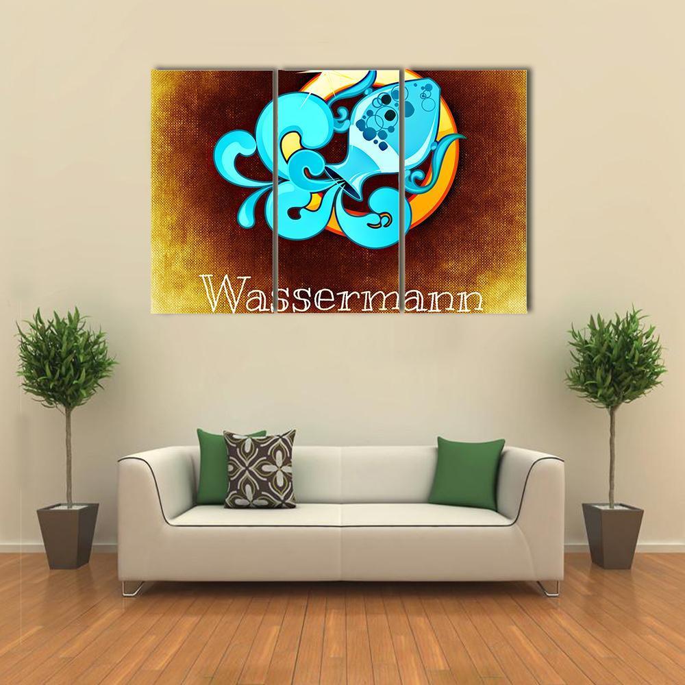 Aquarius Horoscope Canvas Wall Art-3 Horizontal-Gallery Wrap-25" x 16"-Tiaracle