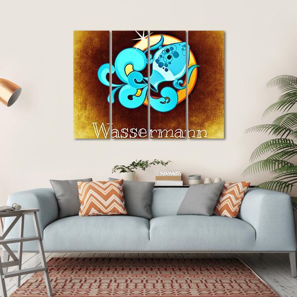 Aquarius Horoscope Canvas Wall Art-4 Horizontal-Gallery Wrap-34" x 24"-Tiaracle