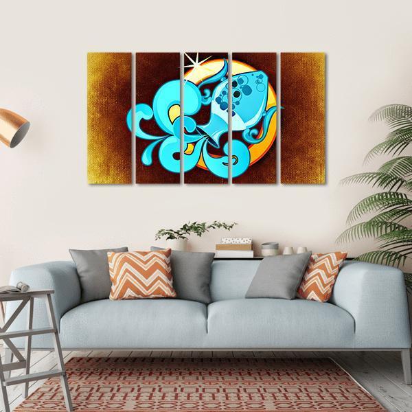 Aquarius Horoscope Canvas Wall Art-5 Horizontal-Gallery Wrap-22" x 12"-Tiaracle