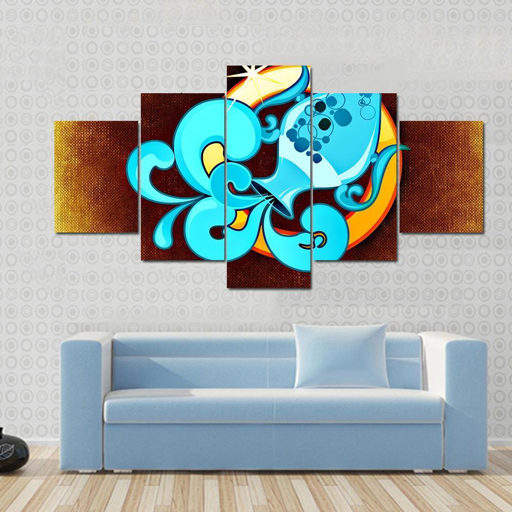 Aquarius Horoscope Canvas Wall Art-5 Star-Gallery Wrap-42" x 21"-Tiaracle