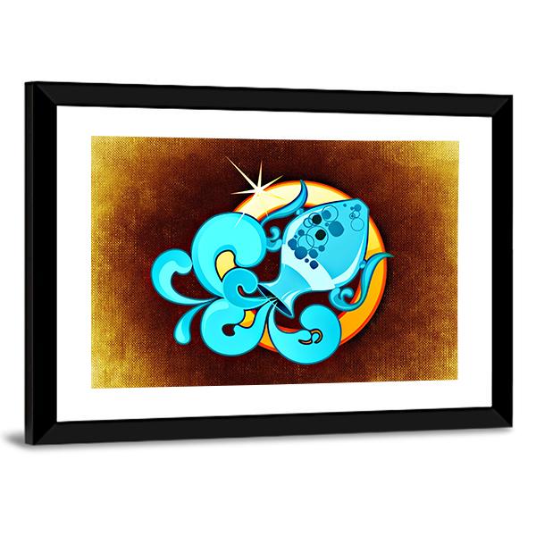 Aquarius Horoscope Vertical Canvas Wall Art-3 Vertical-Gallery Wrap-12" x 25"-Tiaracle