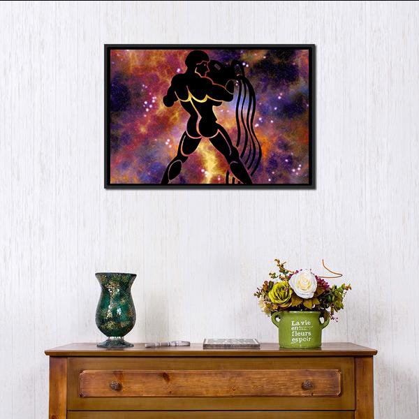 Aquarius Sign Canvas Wall Art-1 Piece-Floating Frame-24" x 16"-Tiaracle