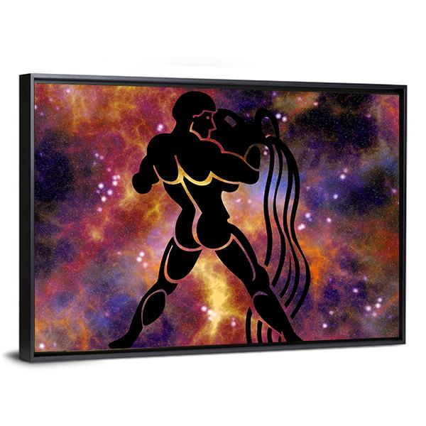 Aquarius Sign Canvas Wall Art-3 Horizontal-Gallery Wrap-25" x 16"-Tiaracle