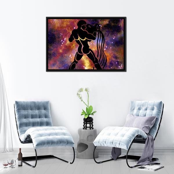 Aquarius Sign Canvas Wall Art-5 Horizontal-Gallery Wrap-22" x 12"-Tiaracle