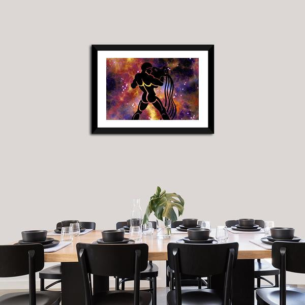 Aquarius Sign Canvas Wall Art-3 Horizontal-Gallery Wrap-25" x 16"-Tiaracle