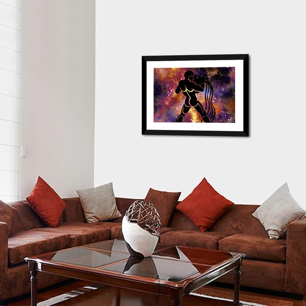 Aquarius Sign Canvas Wall Art-3 Horizontal-Gallery Wrap-25" x 16"-Tiaracle