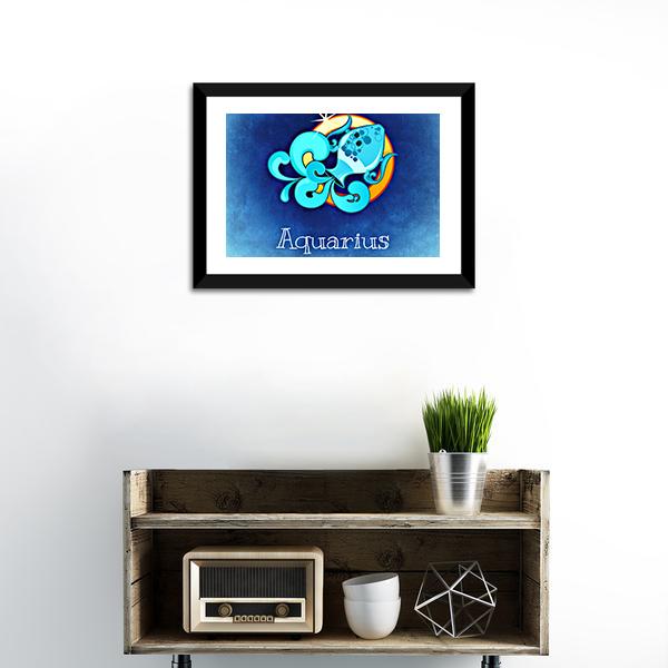 Aquarius Zodiac Sign Canvas Wall Art-1 Piece-Framed Print-20" x 16"-Tiaracle