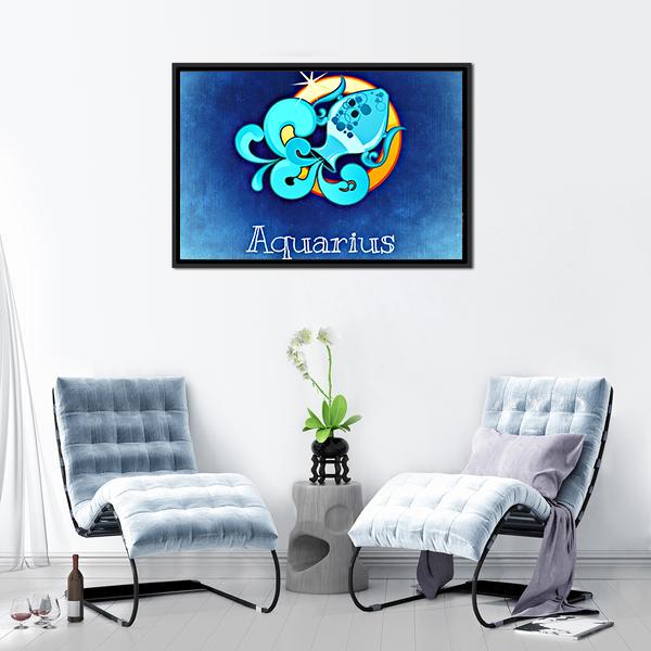 Aquarius Zodiac Sign Canvas Wall Art-5 Horizontal-Gallery Wrap-22" x 12"-Tiaracle