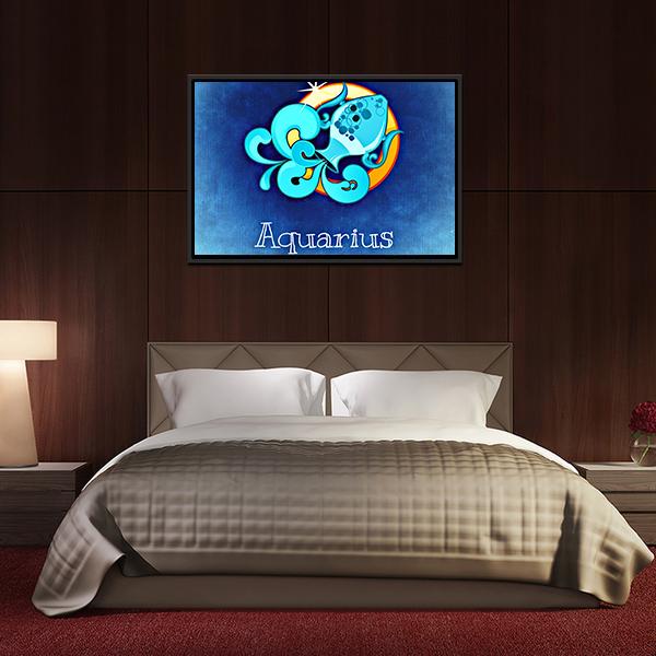 Aquarius Zodiac Sign Canvas Wall Art-5 Horizontal-Gallery Wrap-22" x 12"-Tiaracle