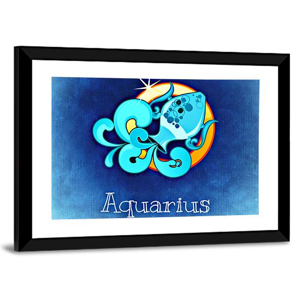 Aquarius Zodiac Sign Canvas Wall Art-5 Horizontal-Gallery Wrap-22" x 12"-Tiaracle