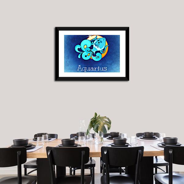 Aquarius Zodiac Sign Canvas Wall Art-3 Horizontal-Gallery Wrap-25" x 16"-Tiaracle