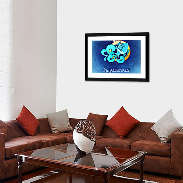 Aquarius Zodiac Sign Canvas Wall Art-3 Horizontal-Gallery Wrap-25" x 16"-Tiaracle