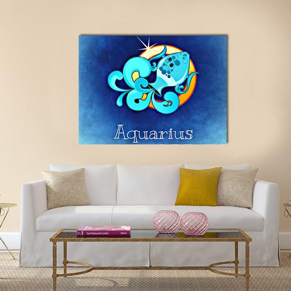 Aquarius Zodiac Sign Canvas Wall Art-1 Piece-Gallery Wrap-36" x 24"-Tiaracle