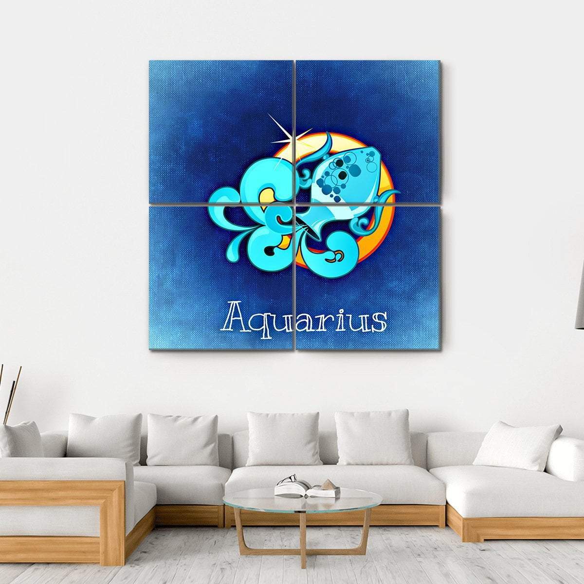 Aquarius Zodiac Sign Canvas Wall Art-5 Horizontal-Gallery Wrap-22" x 12"-Tiaracle