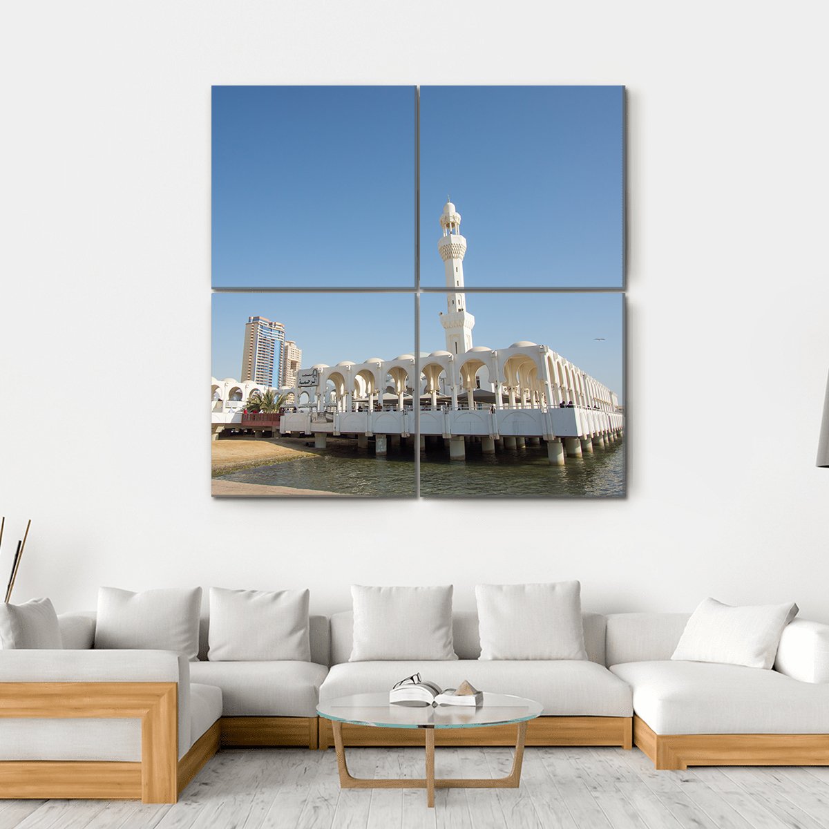 Ar Rahmah Mosque Jeddah Canvas Wall Art-4 Square-Gallery Wrap-17" x 17"-Tiaracle