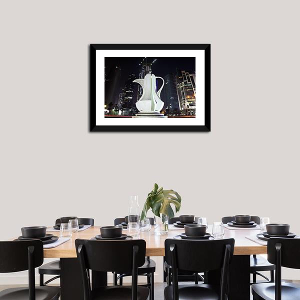 Coffee Pot Monument Doha Canvas Wall Art-3 Horizontal-Gallery Wrap-25" x 16"-Tiaracle