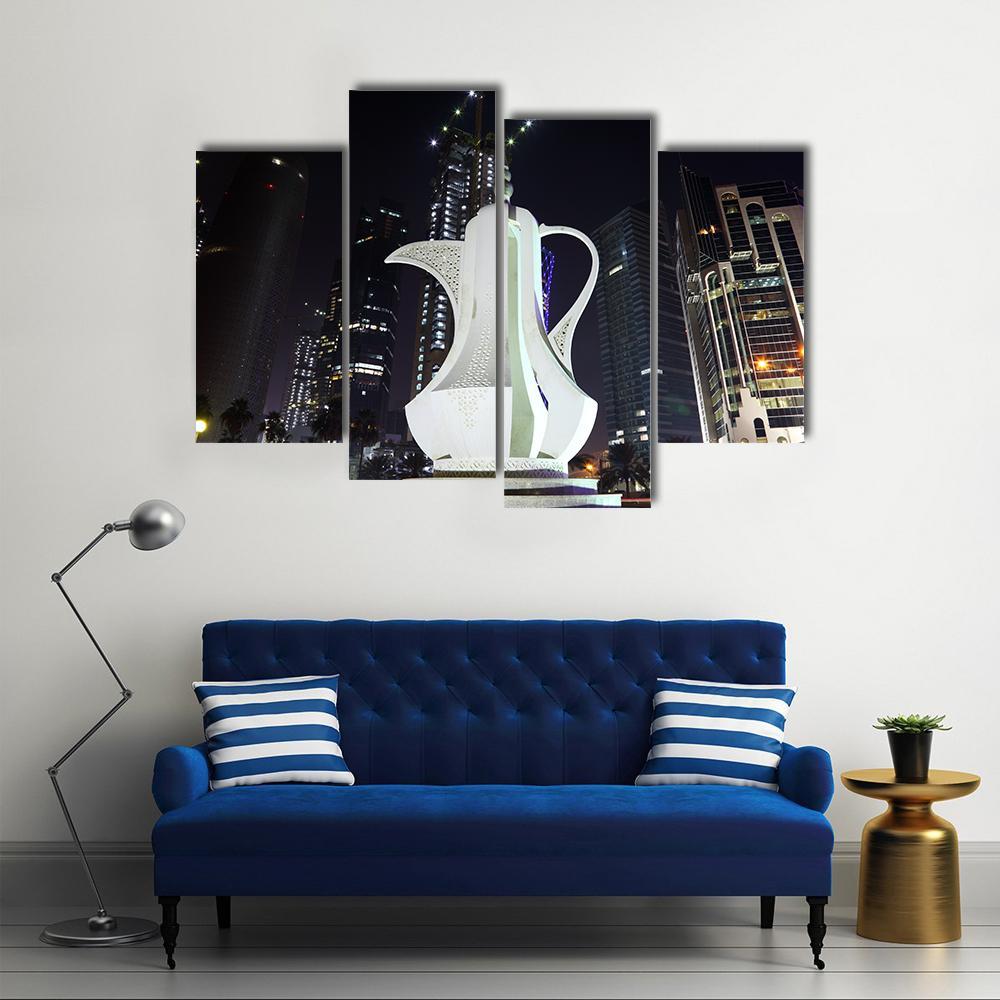 Coffee Pot Monument Doha Canvas Wall Art-4 Pop-Gallery Wrap-50&quot; x 32&quot;-Tiaracle