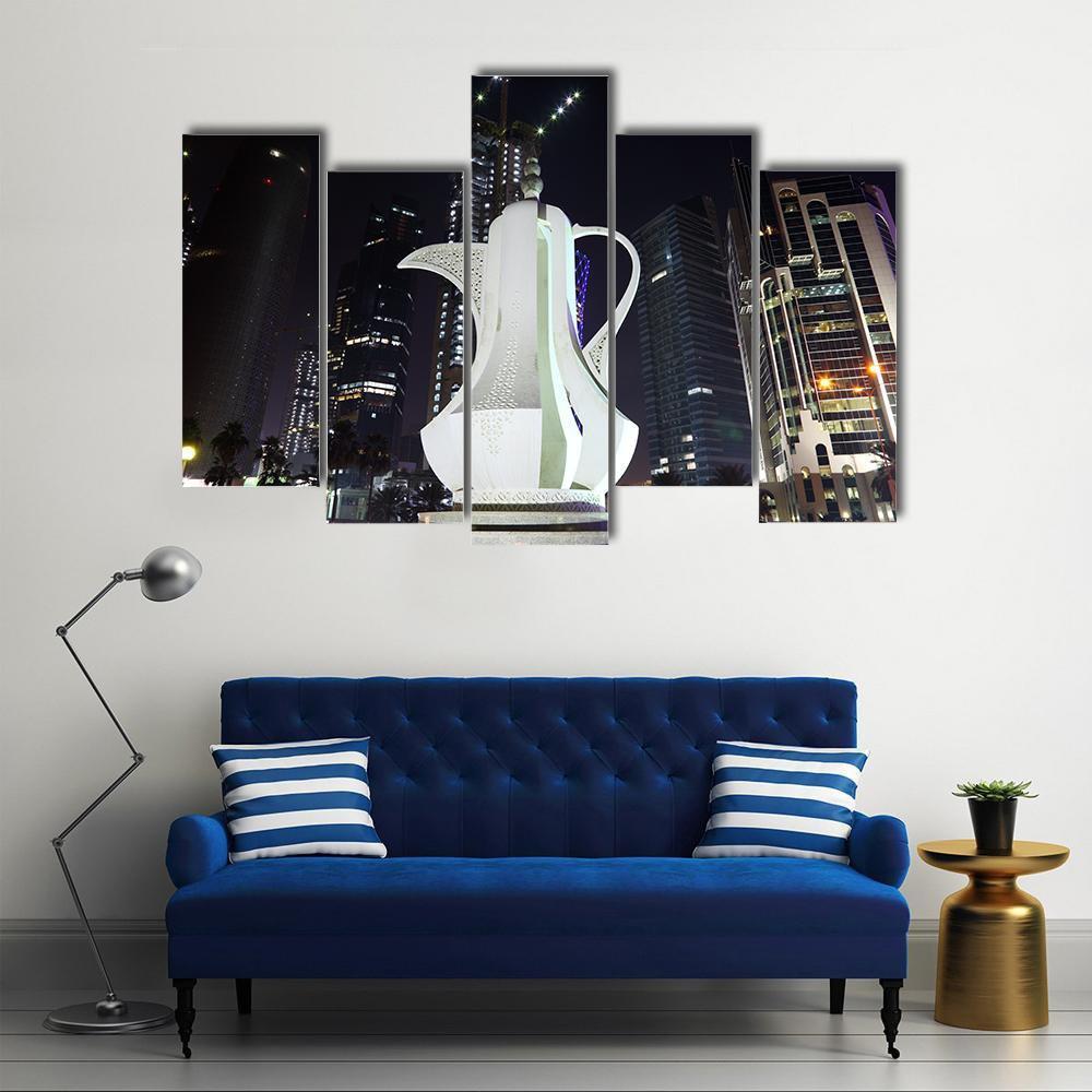 Coffee Pot Monument Doha Canvas Wall Art-5 Pop-Gallery Wrap-47" x 32"-Tiaracle
