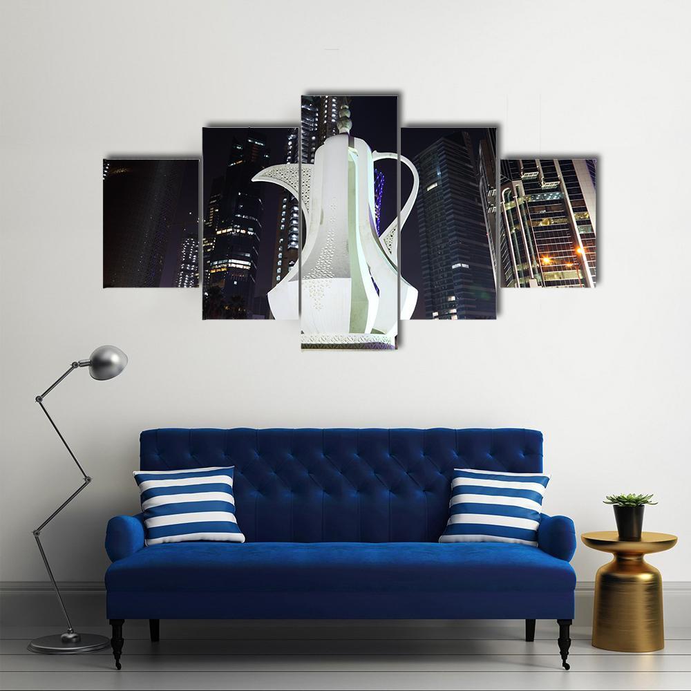 Coffee Pot Monument Doha Canvas Wall Art-5 Star-Gallery Wrap-62&quot; x 32&quot;-Tiaracle