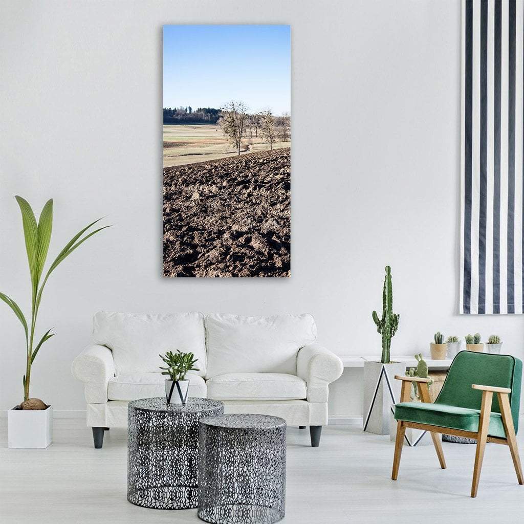 Arable Plowed Earth Vertical Canvas Wall Art-1 Vertical-Gallery Wrap-12" x 24"-Tiaracle