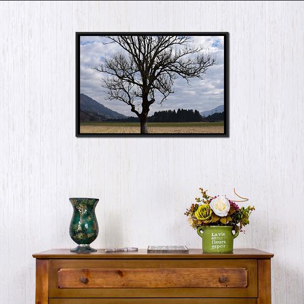 Arable Tree In Autumn Clouds Vertical Canvas Wall Art-3 Vertical-Gallery Wrap-12" x 25"-Tiaracle