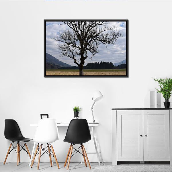 Arable Tree In Autumn Clouds Vertical Canvas Wall Art-3 Vertical-Gallery Wrap-12" x 25"-Tiaracle