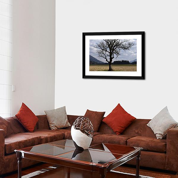 Arable Tree In Autumn Clouds Vertical Canvas Wall Art-3 Vertical-Gallery Wrap-12" x 25"-Tiaracle