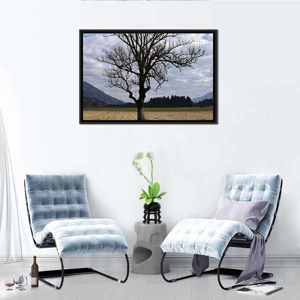 Arable Tree In Autumn Clouds Vertical Canvas Wall Art-3 Vertical-Gallery Wrap-12" x 25"-Tiaracle
